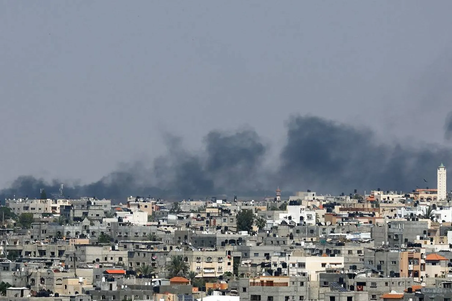 Smoke rises following an Israeli strike, in Khan Younis in the southern Gaza Strip May 9, 2023. (Reuters)