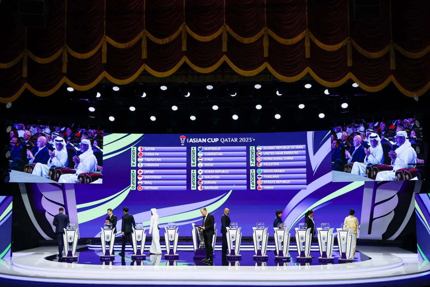 جانب من مراسم سحب قرعة كأس آسيا 2023(أ.ف.ب)