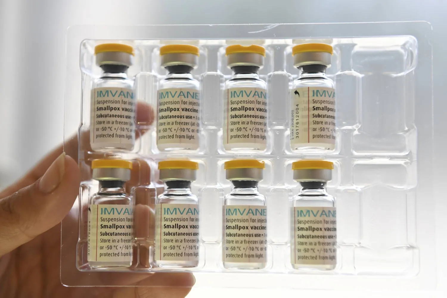 FILE - A health professional shows doses of Monkeypox vaccines at the Edison municipal vaccination center in Paris Wednesday July 27, 2022. (Alain Jocard, Pool via AP, File)