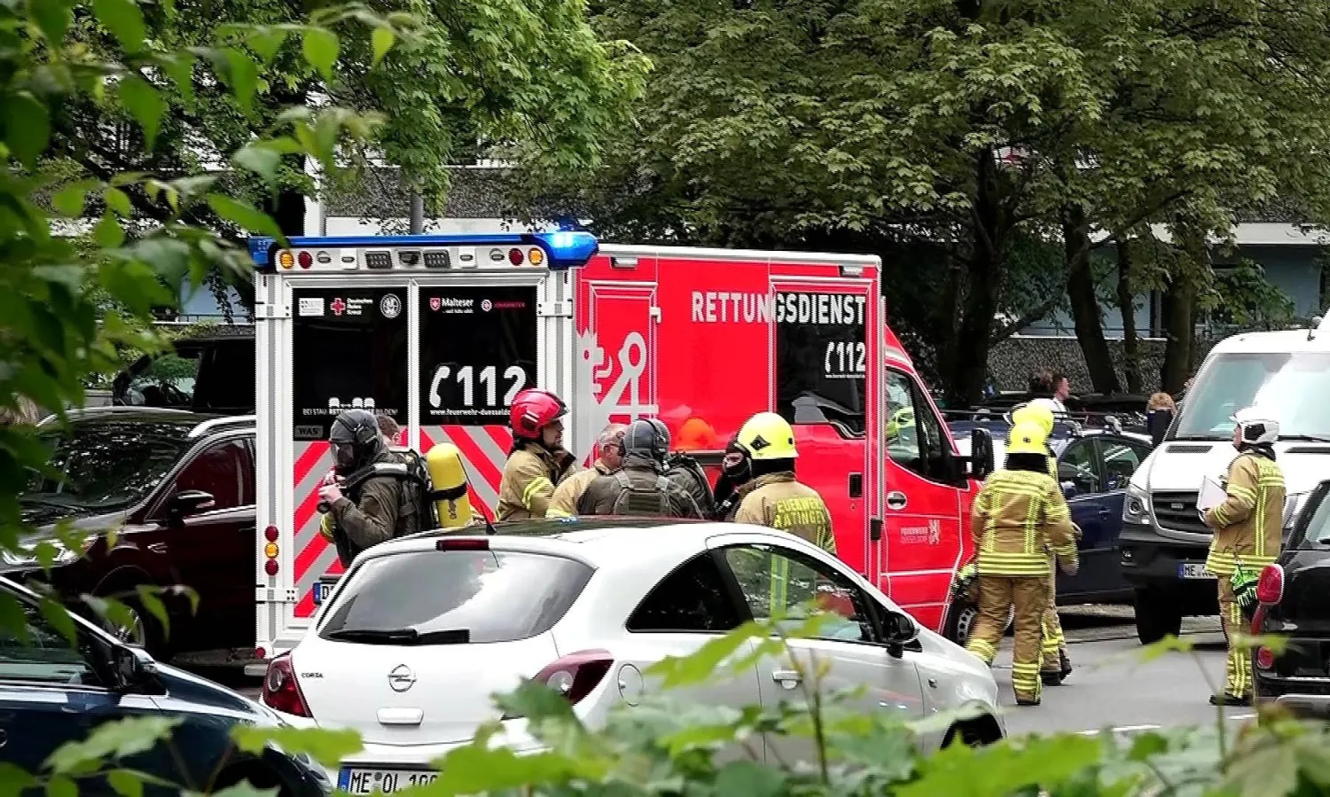 Special police and firefighters on the scene after an explosion in a high-rise building in Ratingen, North Rhine-Westphalia Germany, 11 May 2023. EPA/NonstopNews