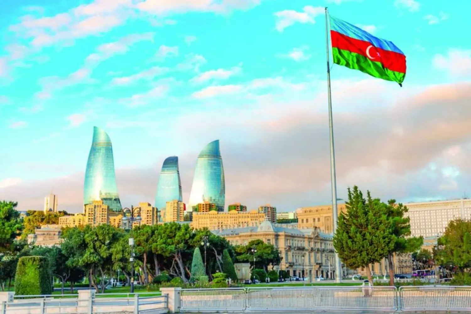 The National Flag Square in Baku, Azerbaijan (social media platforms)