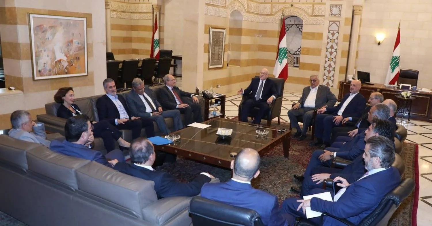 Caretaker Prime Minister Najib Mikati chairing a ministerial meeting at the Grand Serail in Beirut on May 8 (Lebanese Premiership)