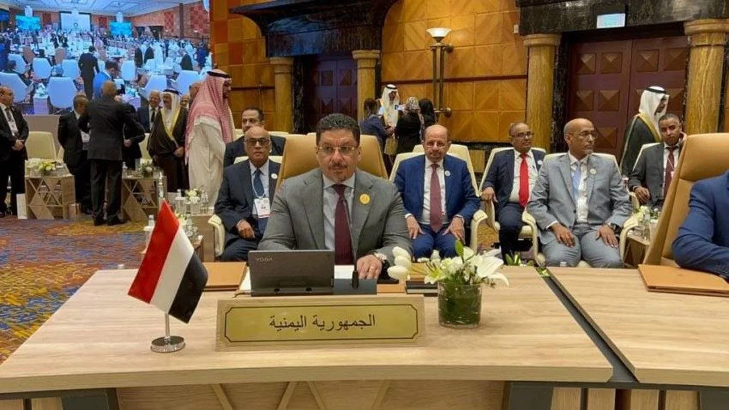 Yemeni Foreign Minister Ahmed bin Mubarak at Arab foreign ministers’ meetings in Jeddah, Saudi Arabia (Yemeni Ministry of Foreign Affairs)