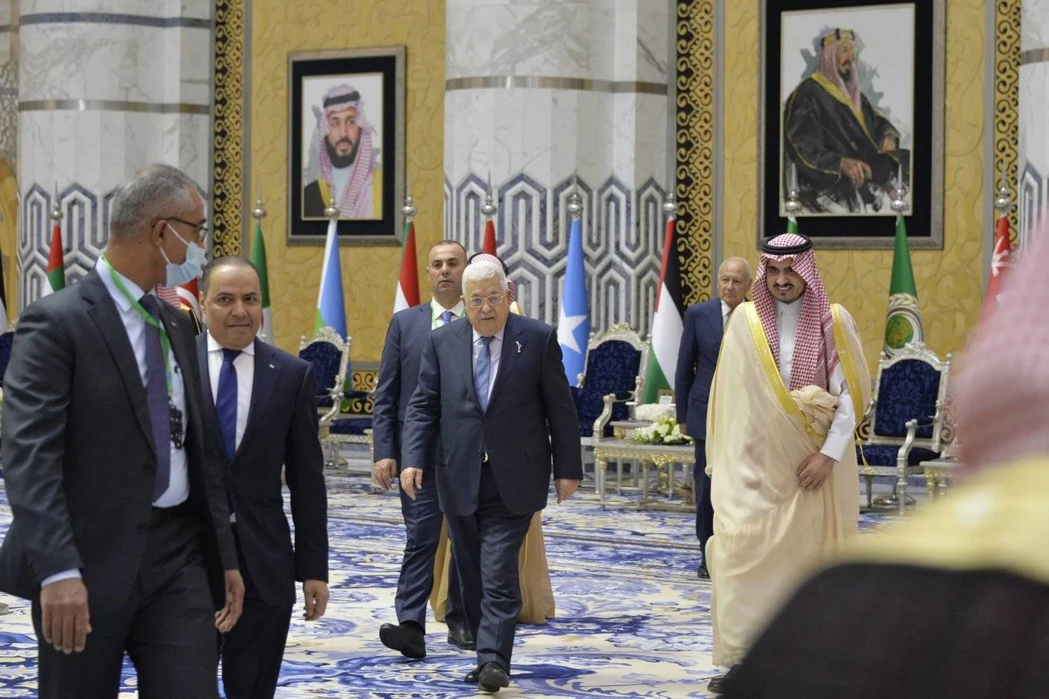 Palestinian President Mahmoud Abbas arrives in Jeddah to attend the Arab League summit. (AP) 