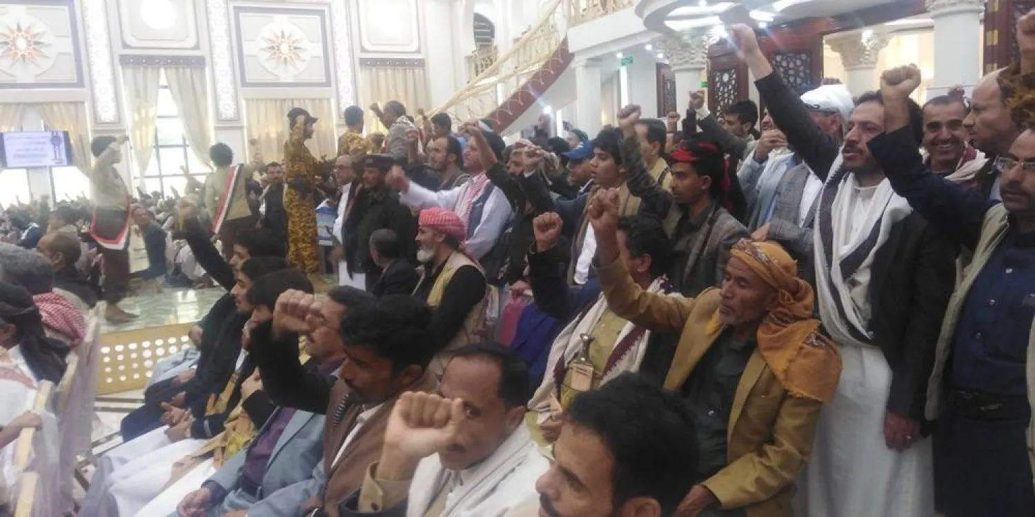 موالون للميليشيات يرددون الصرخة الخمينية في احتفالية بصنعاء (فيسبوك)