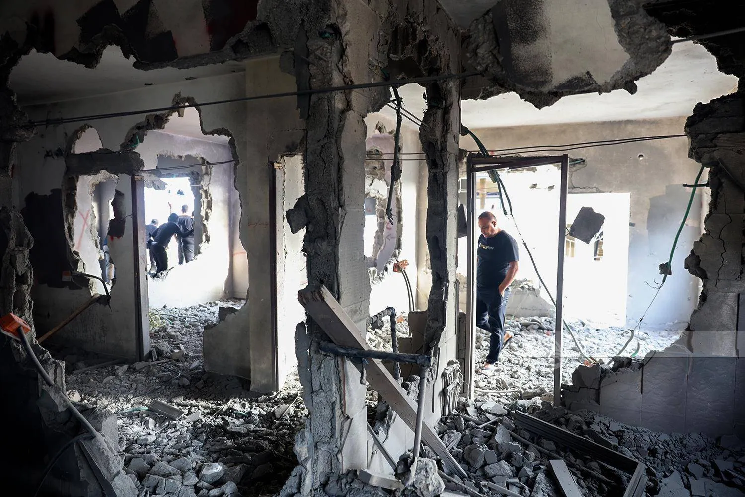 The house of Moataz Al-Khawaja’s family in Nilin village after it was demolished on Tuesday. (Wafa) 