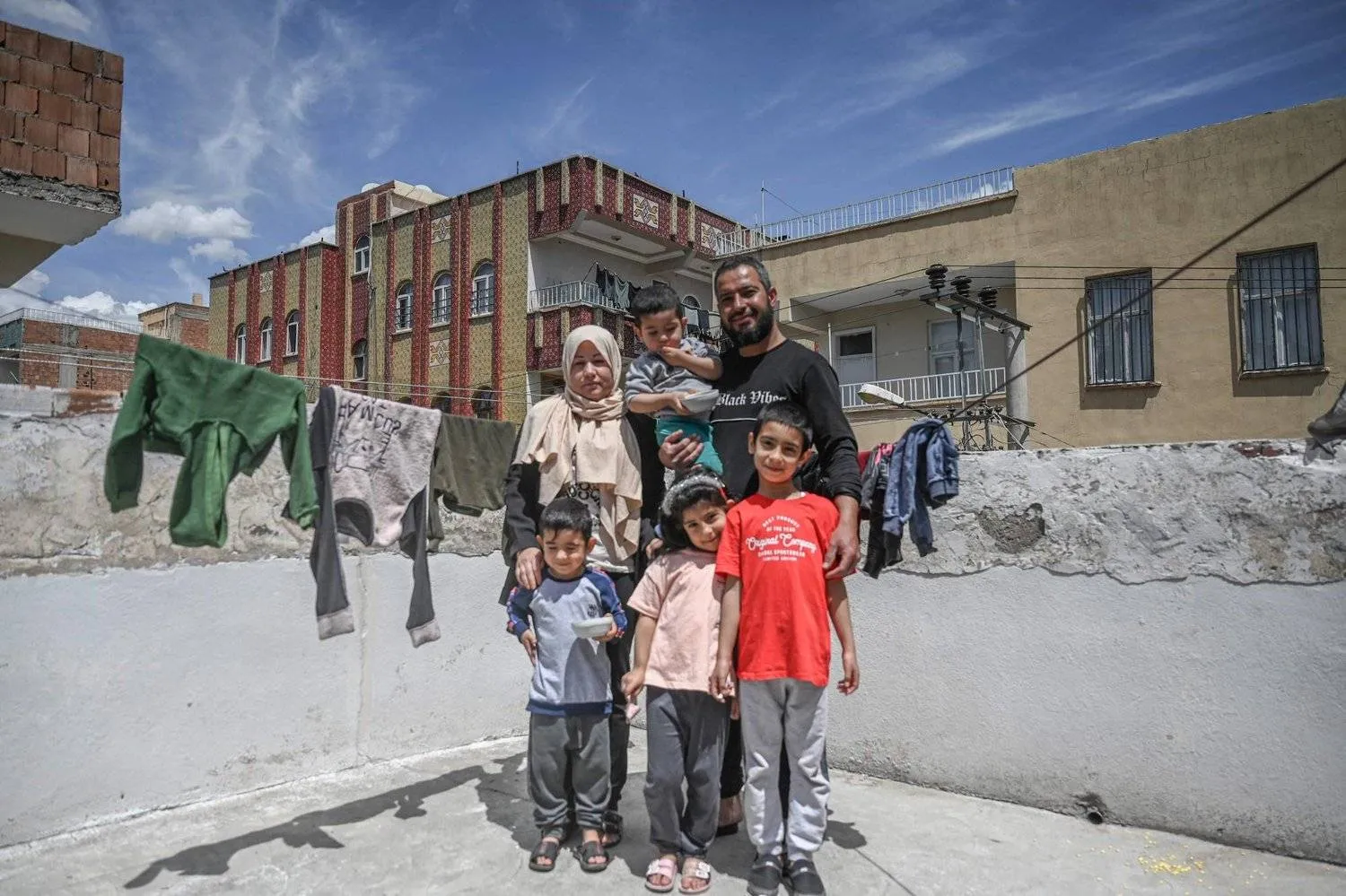 A Syrian family in Sanliurfa, eastern Türkiye (AFP)