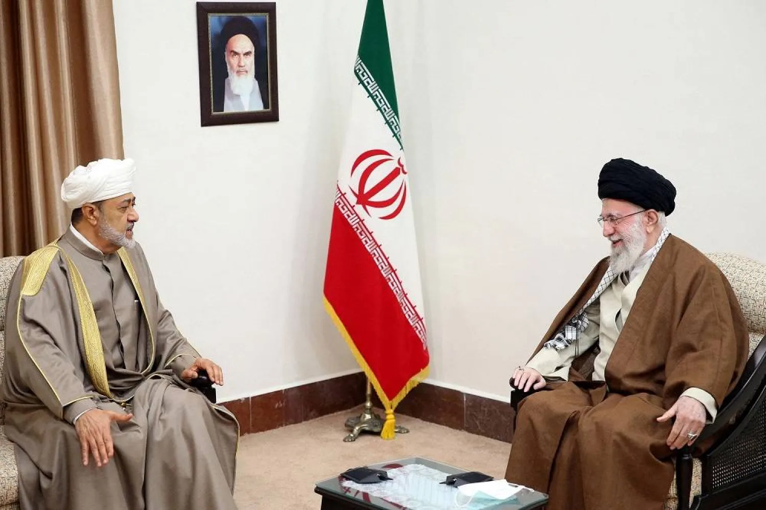 Iran's Supreme Leader Ali Khamenei meets with Oman's Sultan Haitham bin Tariq in Tehran, Iran May 29, 2023. (Office of the Iranian Supreme Leader/WANA (West Asia News Agency) via Reuters 