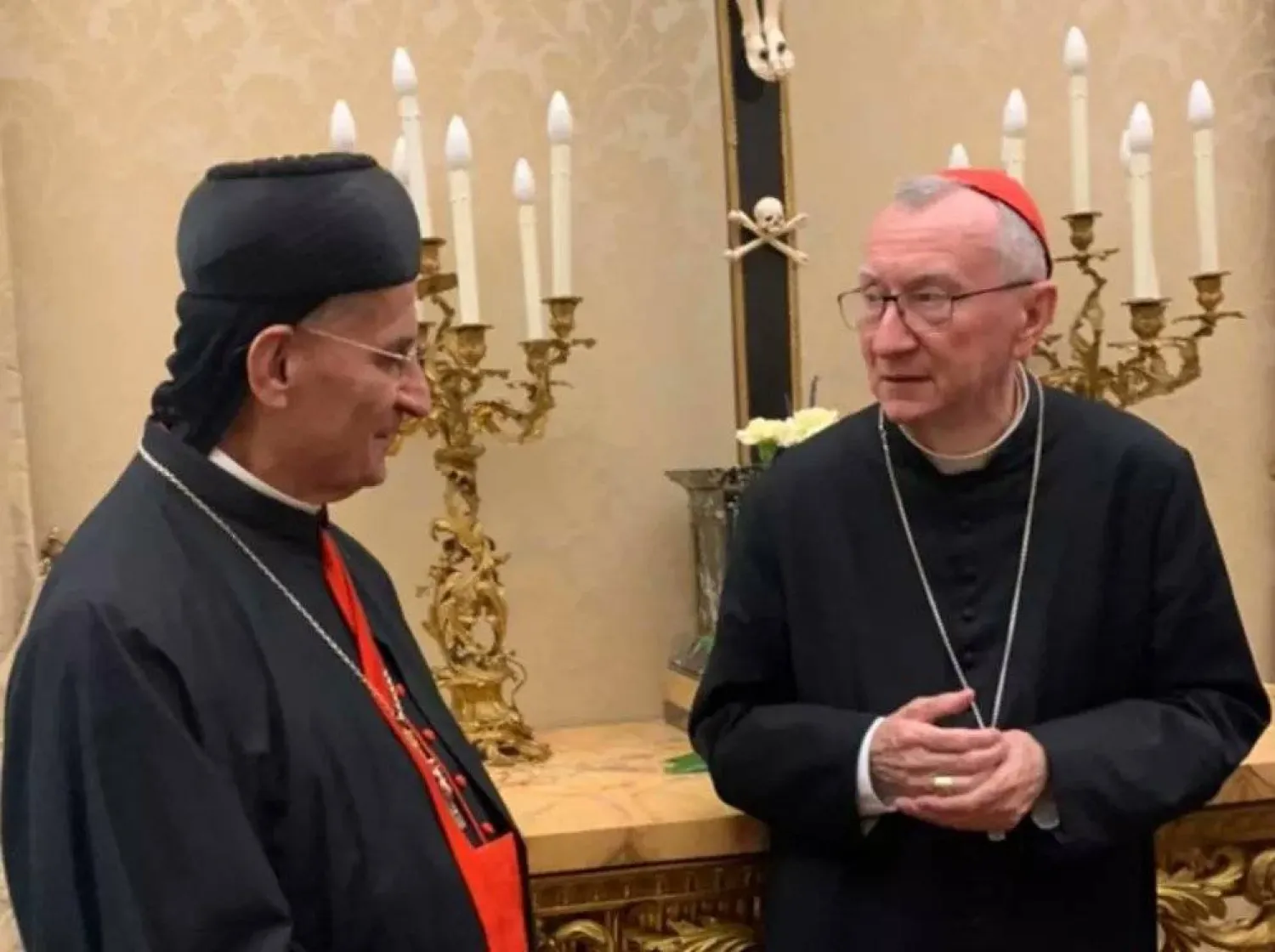 البطريرك الراعي التقى أمين سر دولة الفاتيكان الكاردينال بيترو بارولين ويتوجه الثلاثاء إلى باريس (البطريركية المارونية)