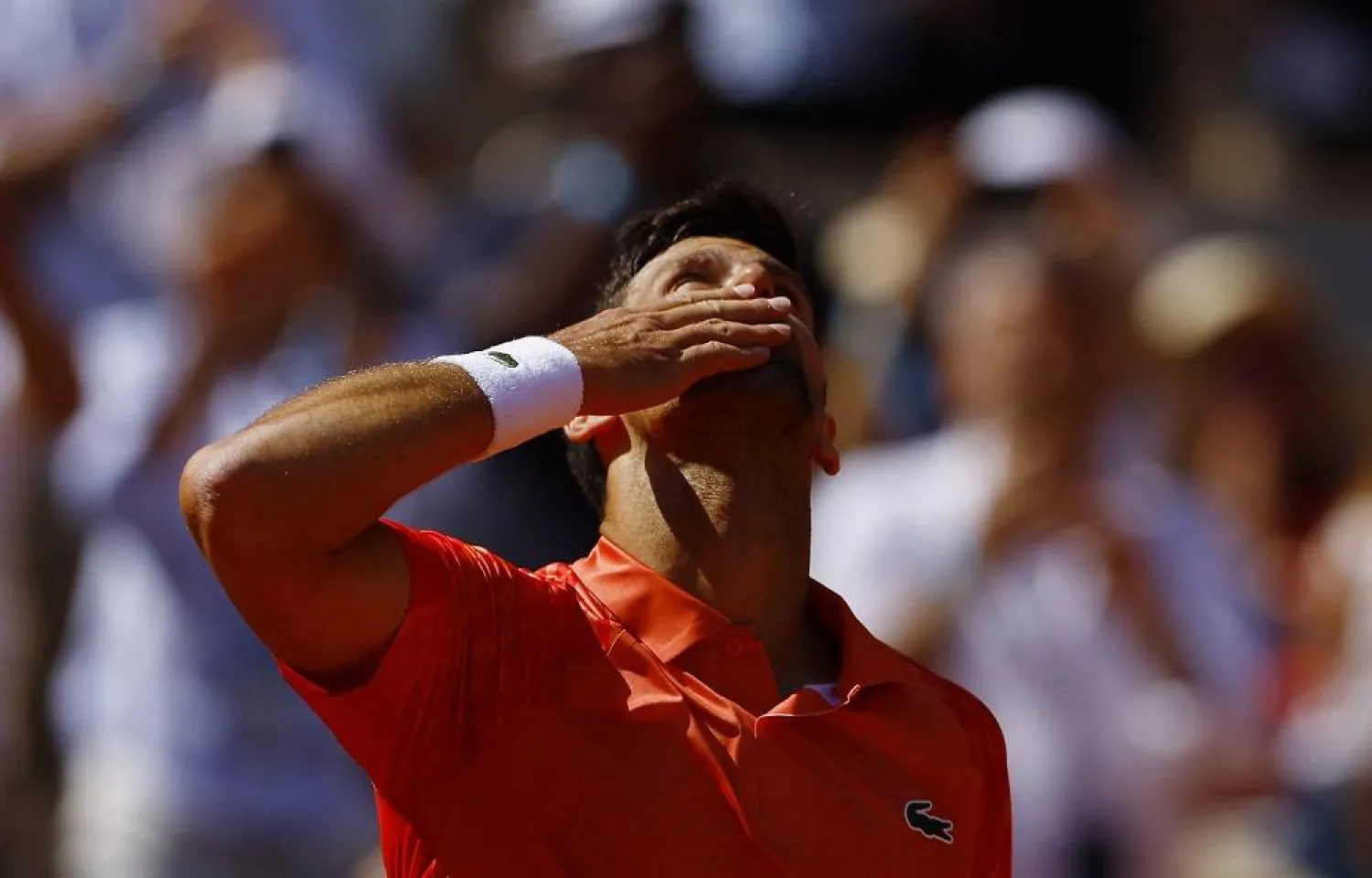 Tennis - French Open - Roland Garros, Paris, France - May 29, 2023 Serbia's Novak Djokovic celebrates winning his first round match against Aleksandar Kovacevic of the US. (Reuters) 