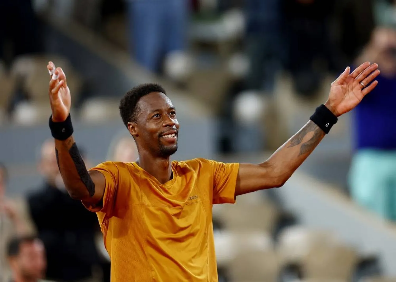 Tennis - French Open - Roland Garros, Paris, France - May 31, 2023 France's Gael Monfils celebrates winning his first round match against Argentina's Sebastian Baez. (Reuters) 