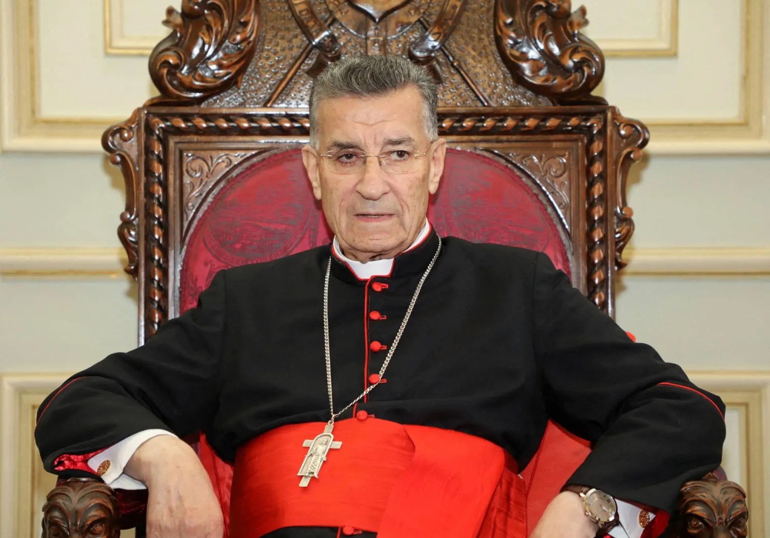 Maronite Patriarch Bechara Boutros Al-Rai is pictured in Bkerke, Lebanon October 30, 2021. REUTERS/Mohamed Azakir/File Photo