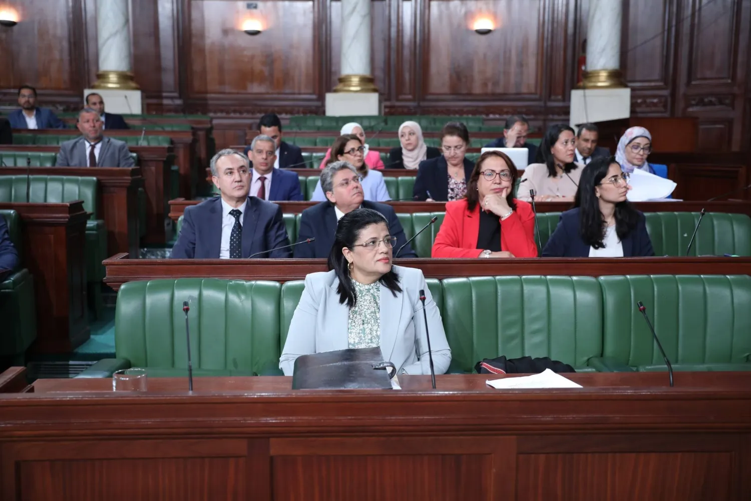 وزيرة المالية سهام نمسية تلقي كلمتها أمام أعضاء البرلمان (الموقع الرسمي للبرلمان)