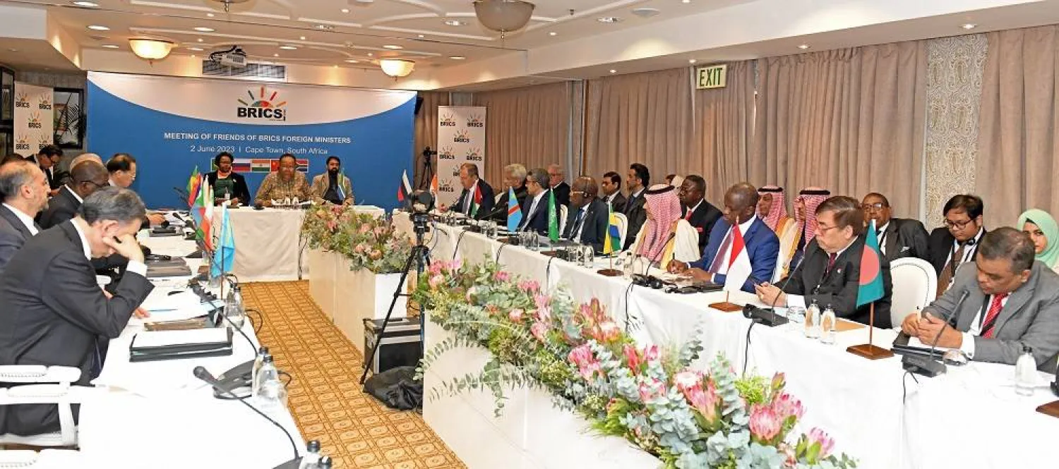 Officials at the BRICS meeting in Cape Town on Friday. (WAM) 