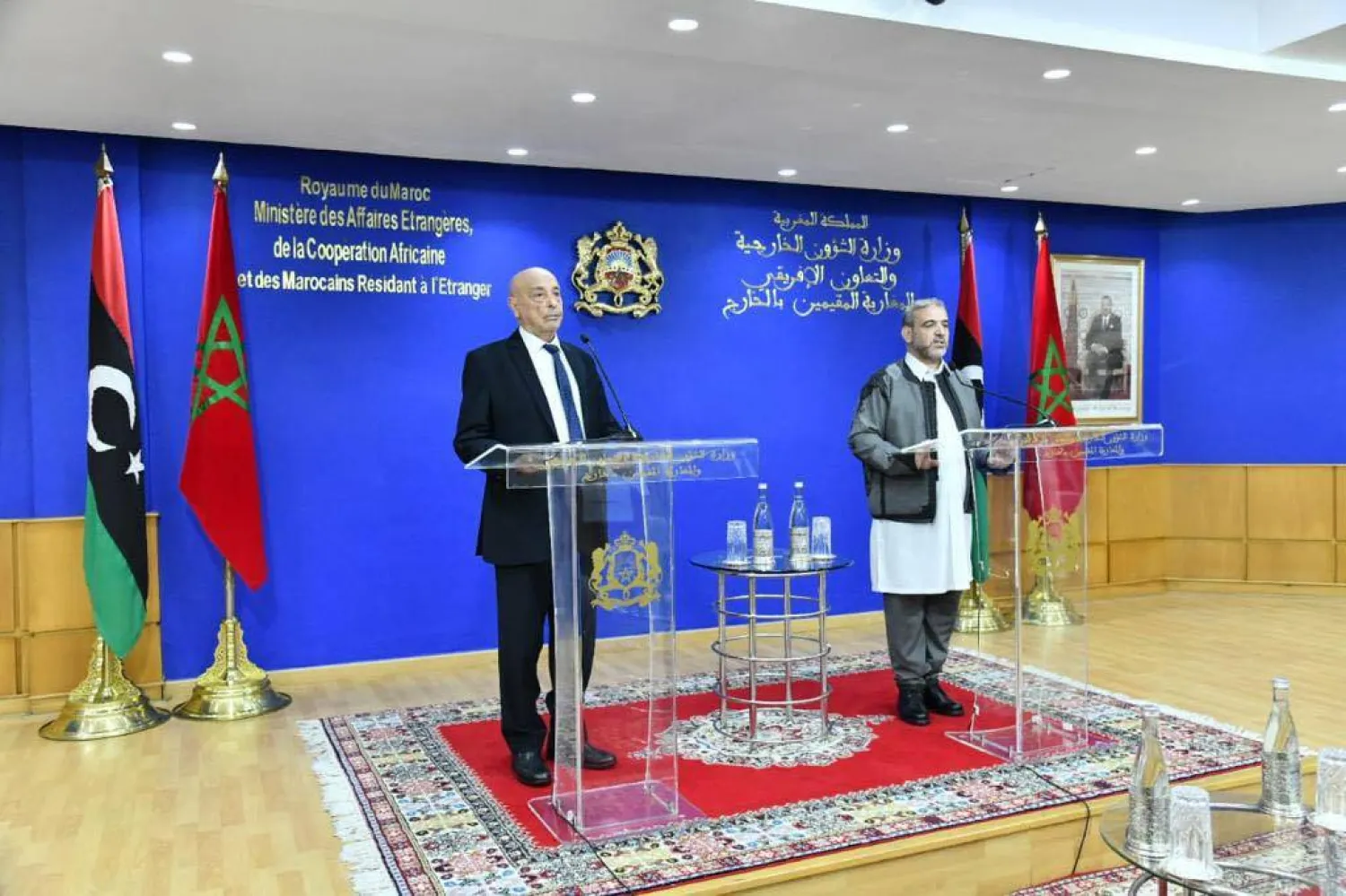 صورة أرشيفية للقاء صالح والمشري في المغرب العام الماضي (الشرق الأوسط)