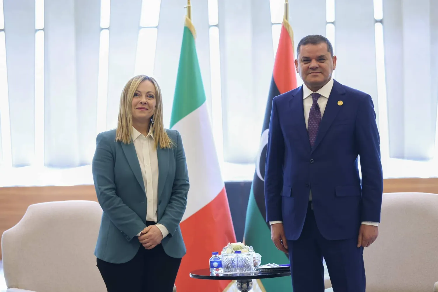 الدبيبة خلال استقباله نظيرته الإيطالية ميلوني نهاية يناير الماضي (حكومة الوحدة)