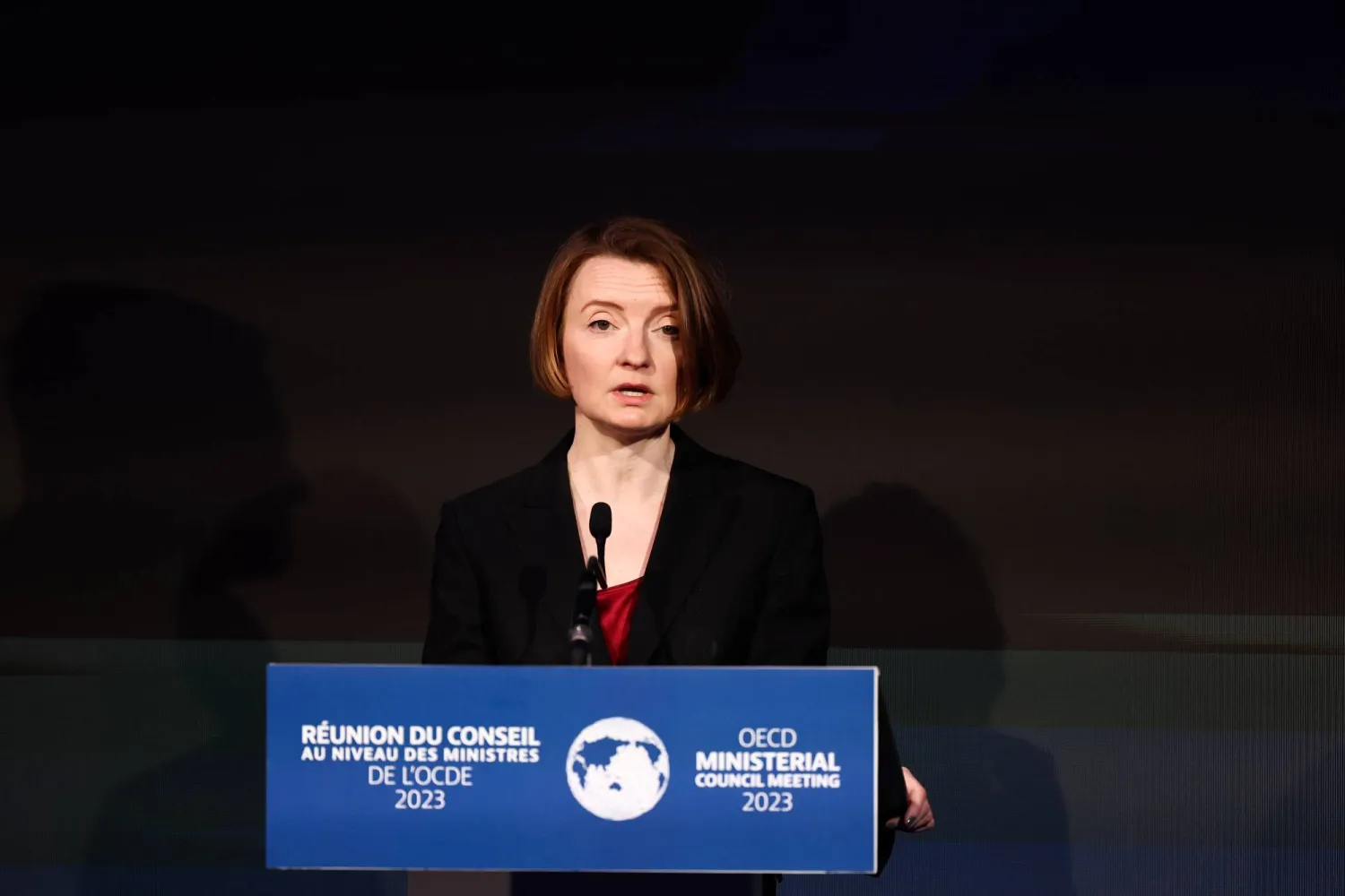  كبيرة الاقتصاديين منظمة التعاون والتنمية كلير لومبارديلي تتحدث في باريس (إ.ب.أ)