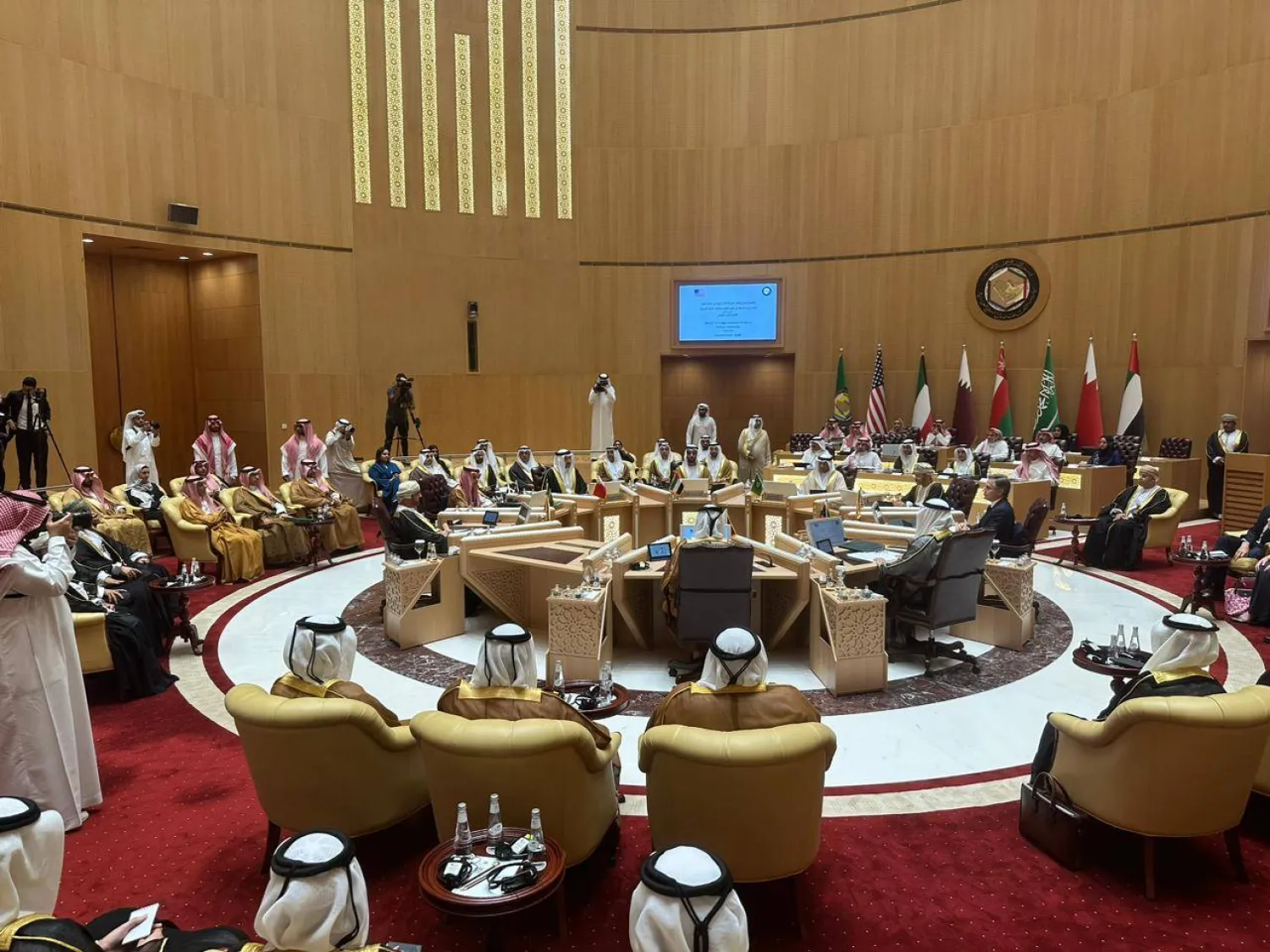 جانب من أعمال الاجتماع الوزاري المشترك بين دول مجلس التعاون والولايات المتحدة في الرياض (الشرق الأوسط)