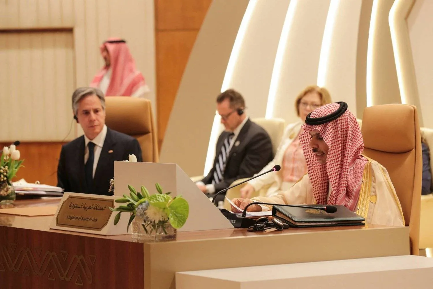 Saudi Foreign Minister Prince Faisal bin Farhan at the conference in Riyadh, Saudi Arabia Thursday, June 8. Reuters 