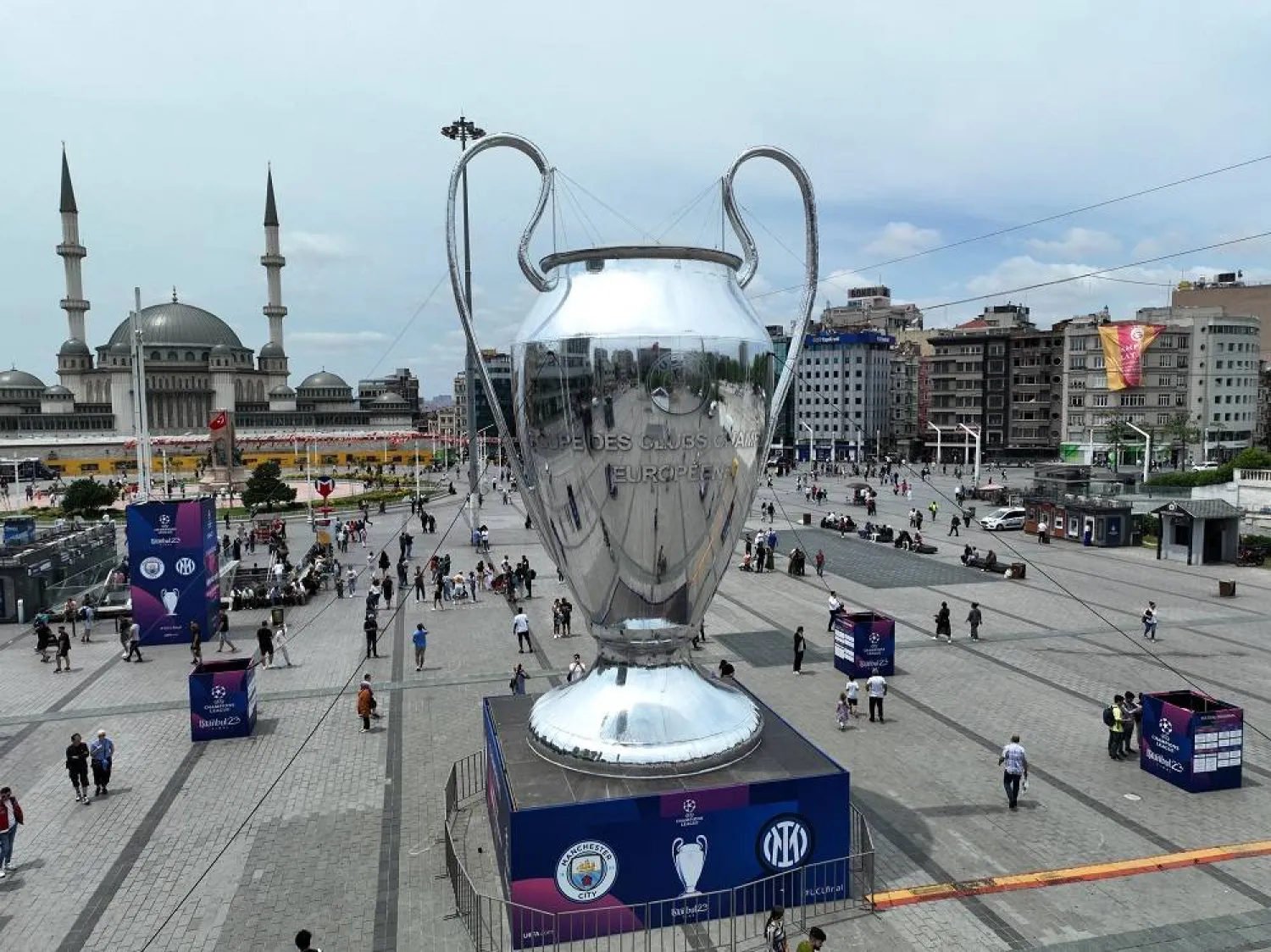 June 8, 2023 - A giant replica of Champions League trophy is placed at Istanbul’s Taksim Square ahead of the final on Saturday between Manchester City and Inter Milan. (Reuters) 