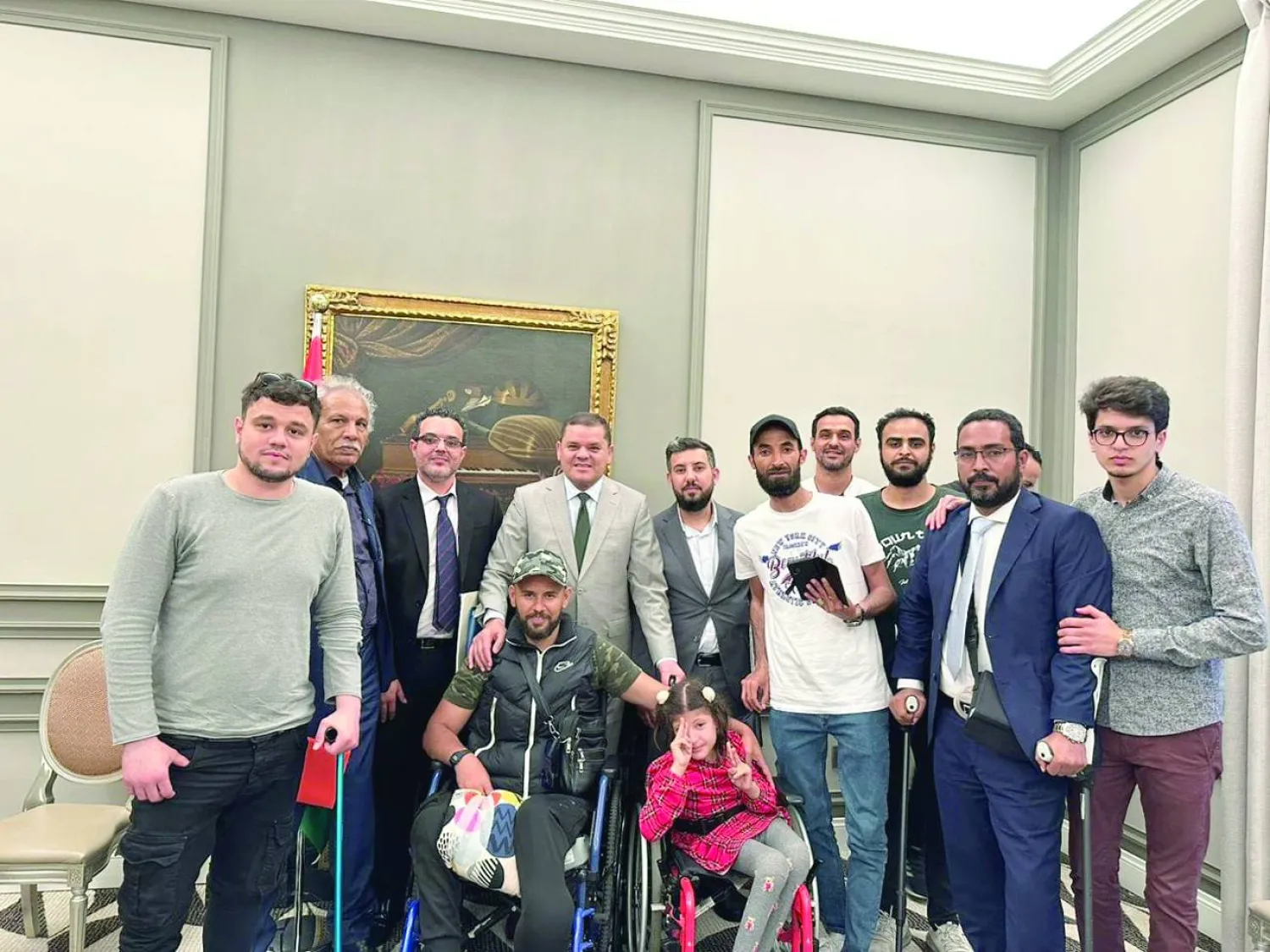 
جانب من اجتماع الدبيبة مع الجرحى الليبيين في إيطاليا (حكومة الوحدة)