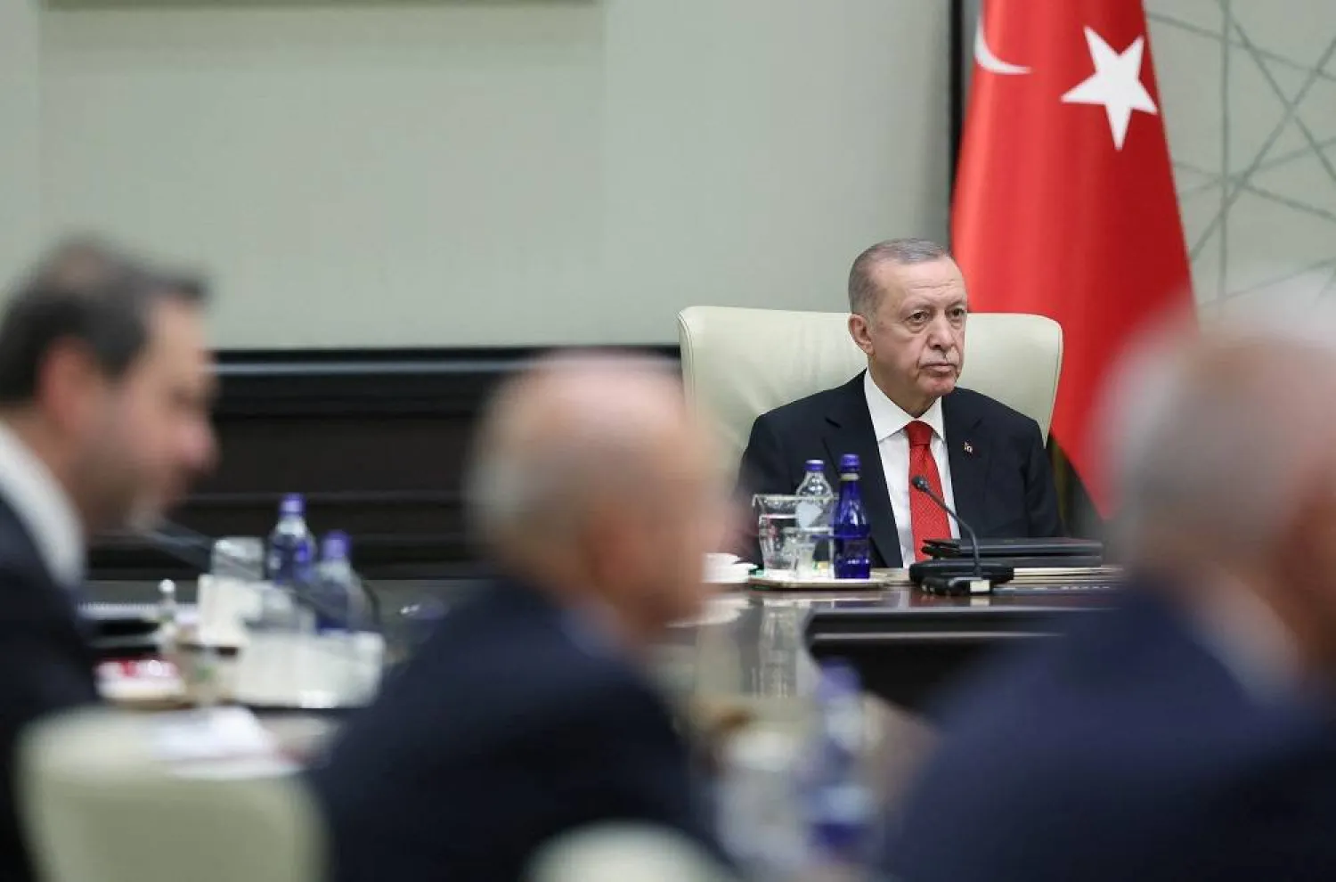 Turkish President Recep Tayyip Erdogan chairs a cabinet meeting in Ankara, Türkiye June 6, 2023. (Presidential Press Office/Handout via Reuter) 