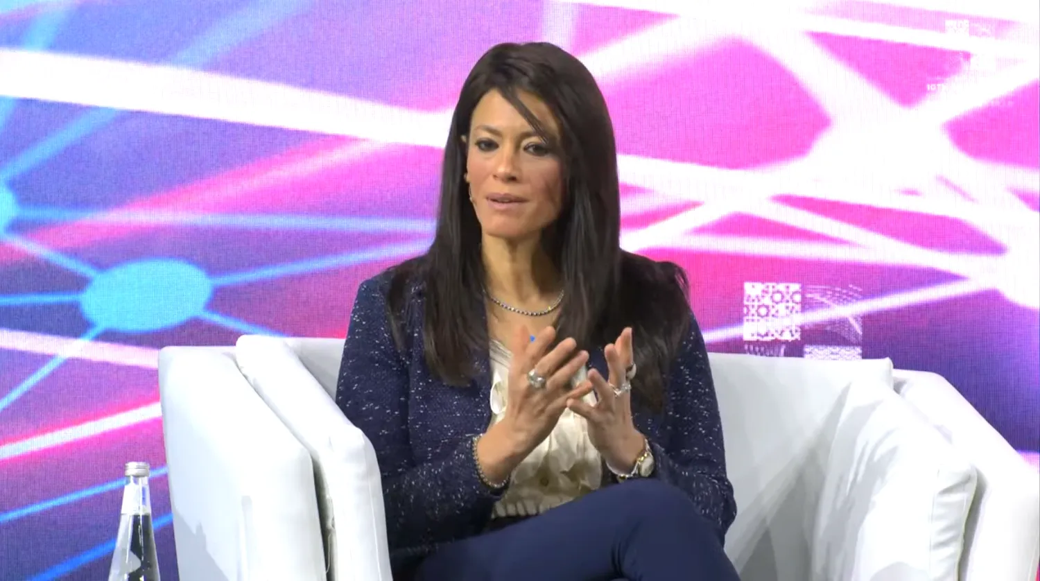 الوزيرة رانيا المشاط خلال مشاركتها في «مؤتمر الأعمال العربي الصيني» (الشرق الأوسط)