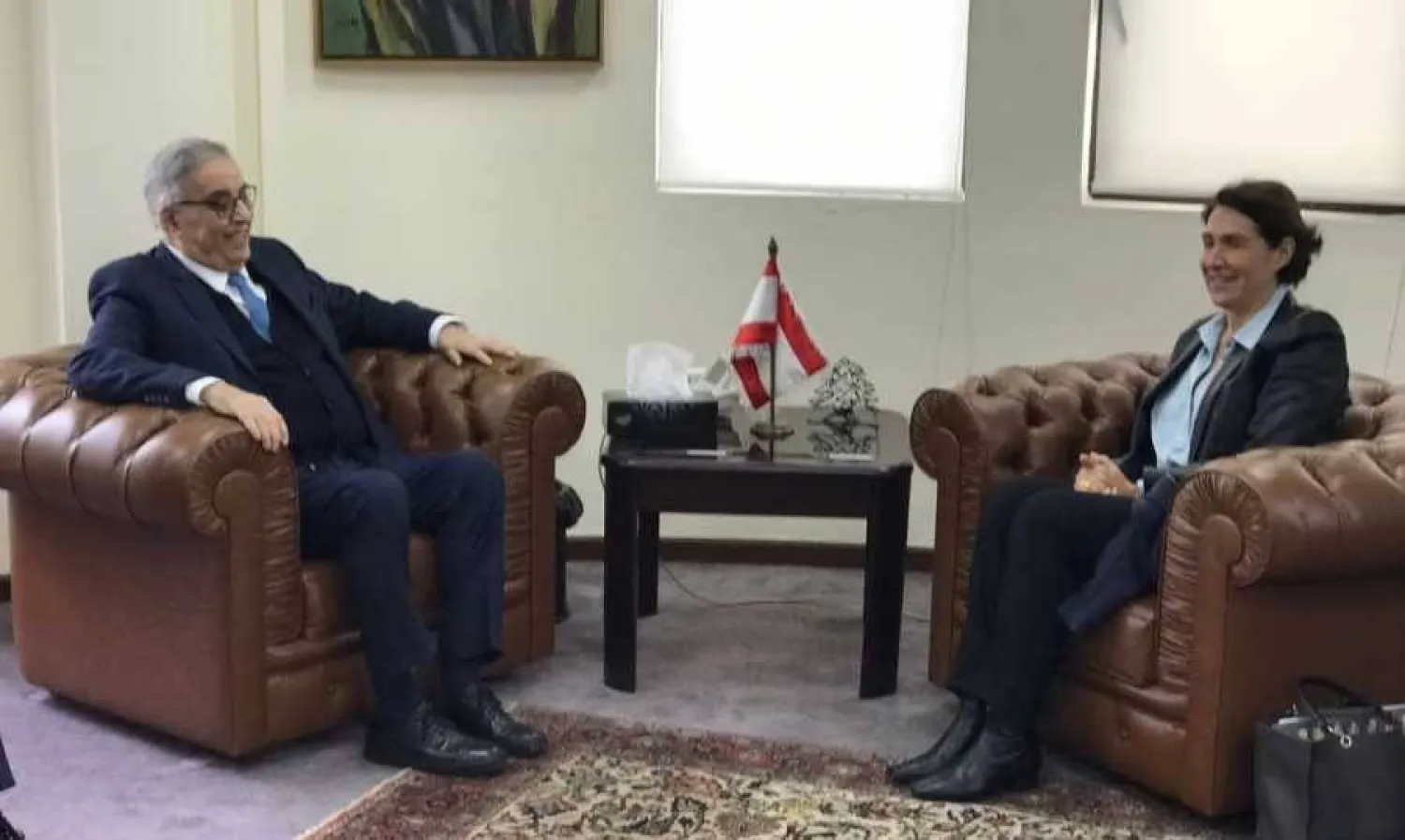 بوحبيب مجتمعاً مع السفيرة الفرنسية لدى لبنان (الوكالة الوطنية)