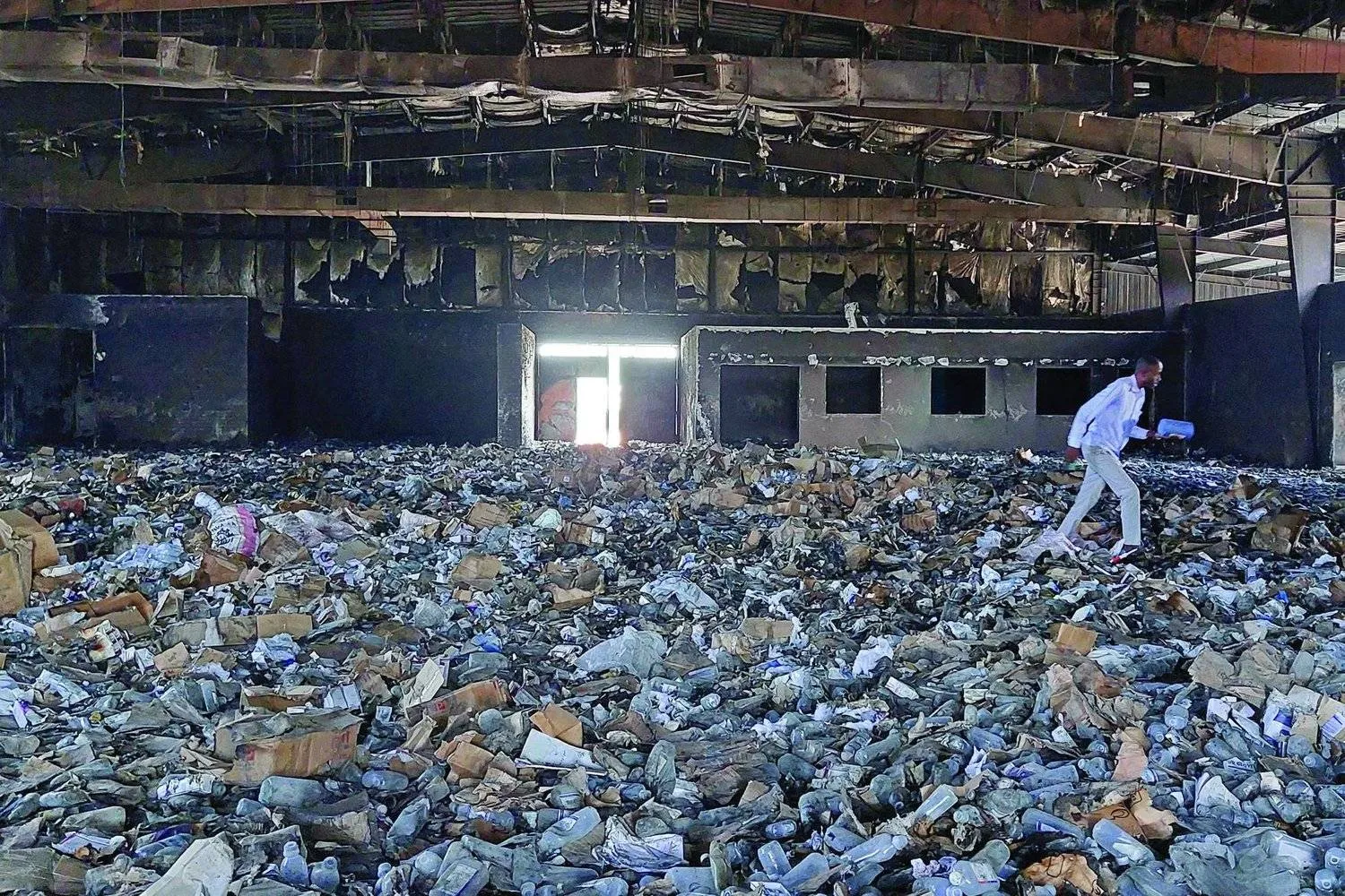 A medical warehouse destroyed in Nyala, the capital of South Darfur state, due to fighting (AFP)
