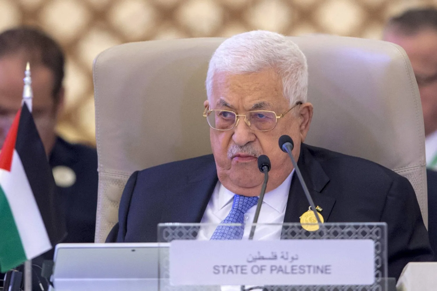 FILE - In this photo provided by Saudi Press Agency, SPA, Palestinian President Mahmoud Abbas attends the Arab summit in Jeddah, Saudi Arabia, on May 19, 2023.