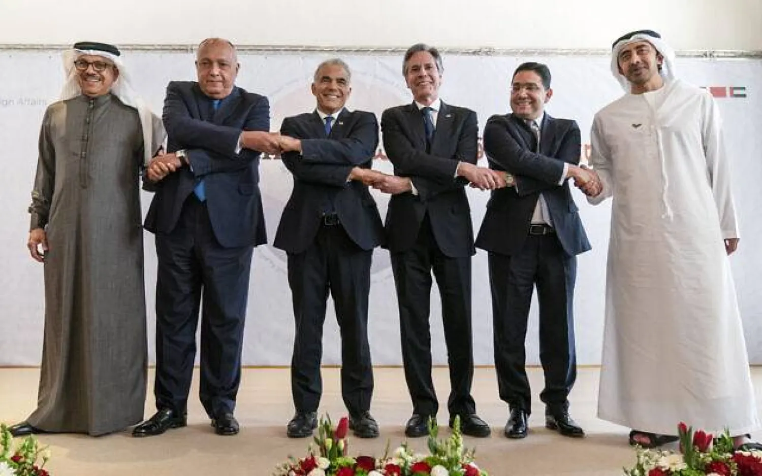 وزراء خارجية «اتفاقيات أبراهام»، بحضور وزير الخارجية الأميركي أنتوني بلينكن (أ.ب)