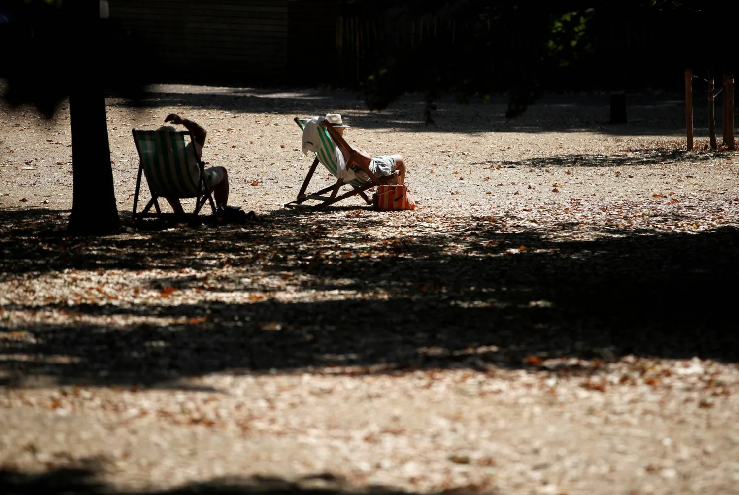 بريطانيون يجلسون في الشمس خلال موجة من الطقس الحار والجاف في لندن، العام الماضي (رويترز)