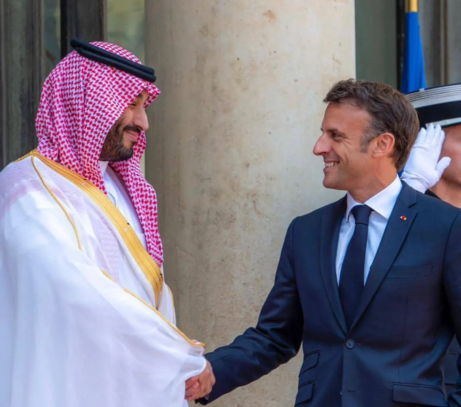 Upon his arrival at the Elysee Palace, the Crown Prince was received by the French President. SPA