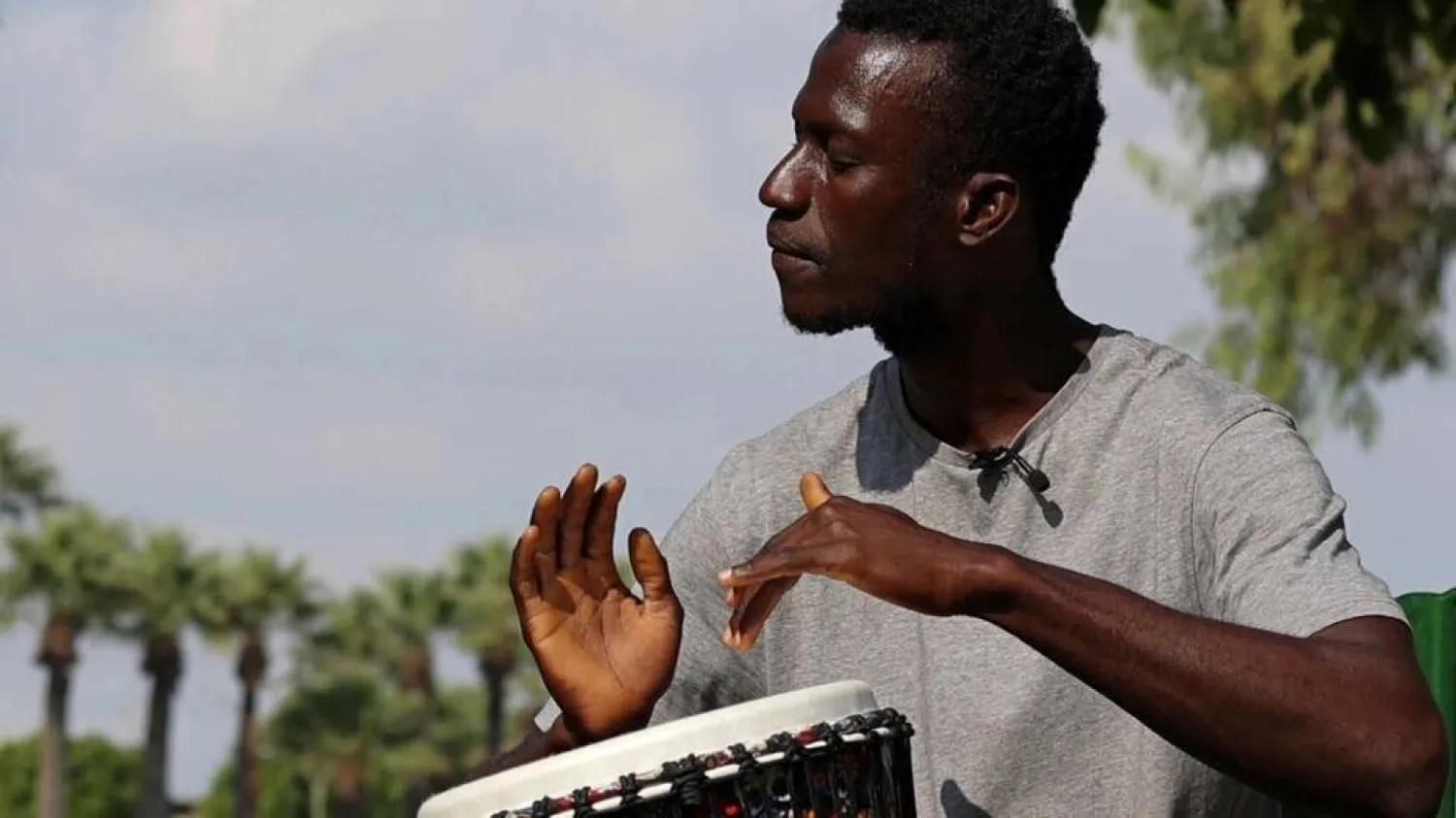 Gambian asylum seeker Ibrahim Kamara reached Cyprus five years ago with nothing, and has found comfort in music. Christina ASSI / AFP