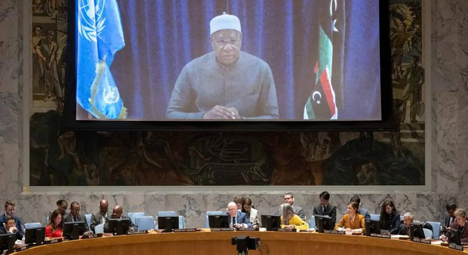 عبد الله باتيلي (على الشاشة)... (موقع الأمم المتحدة)