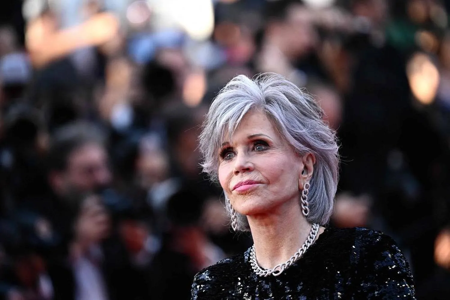 US actress Jane Fonda arrives for the Closing Ceremony and the screening of the film "Elemental" during the 76th edition of the Cannes Film Festival in Cannes, southern France, on May 27, 2023. (AFP) 