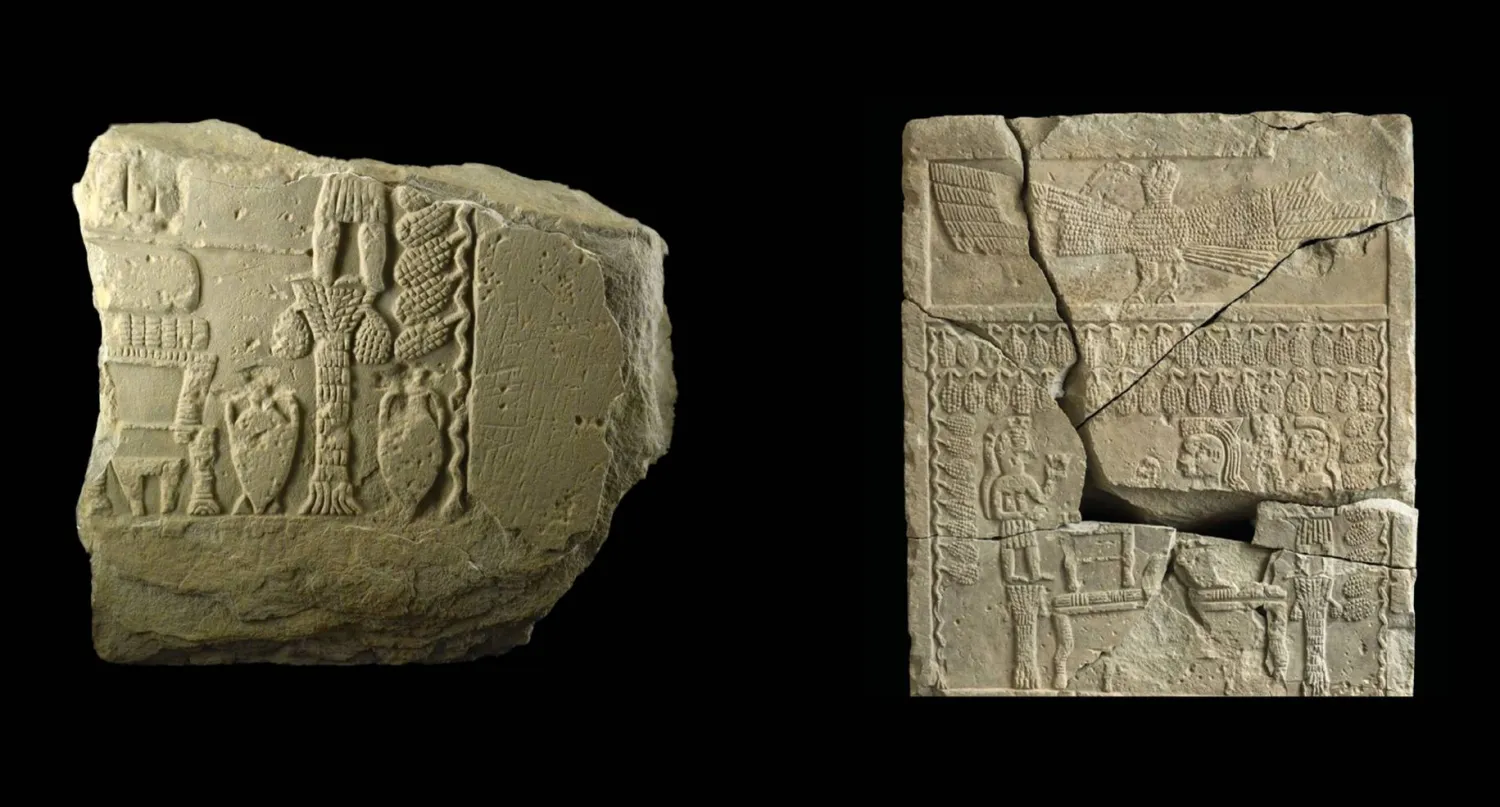 حجران منقوشان من تيماء أحدهما محفوظ في متحف تيماء والآخر محفوظ في متحف اللوفر