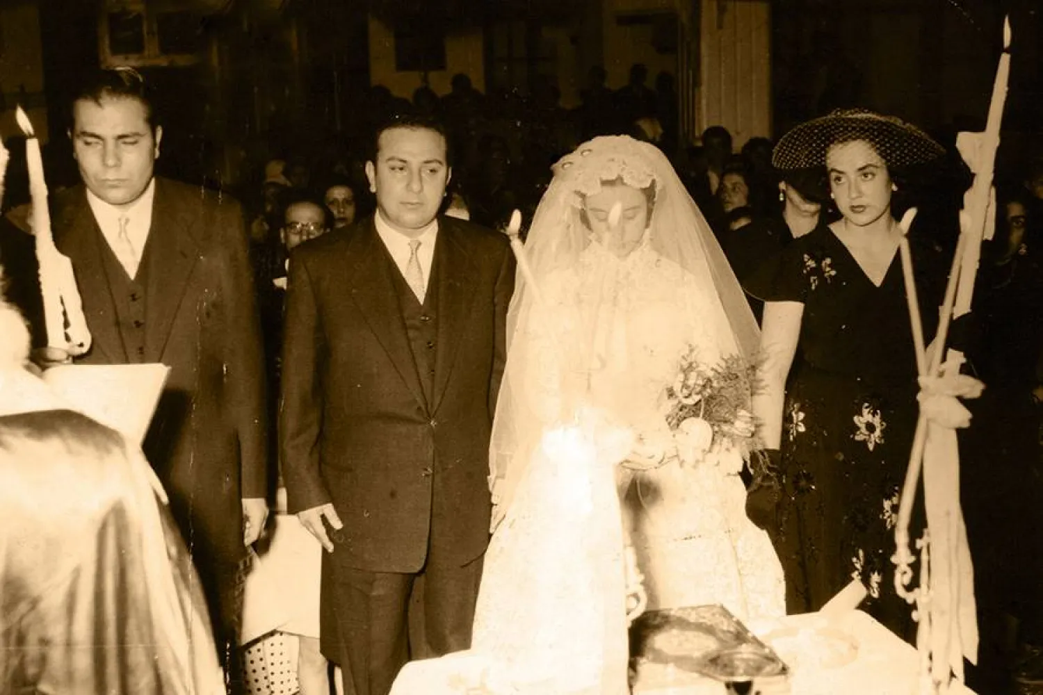 زفاف فيروز وعاصي الرحباني (أرشيف مروان وغدي الرحباني)