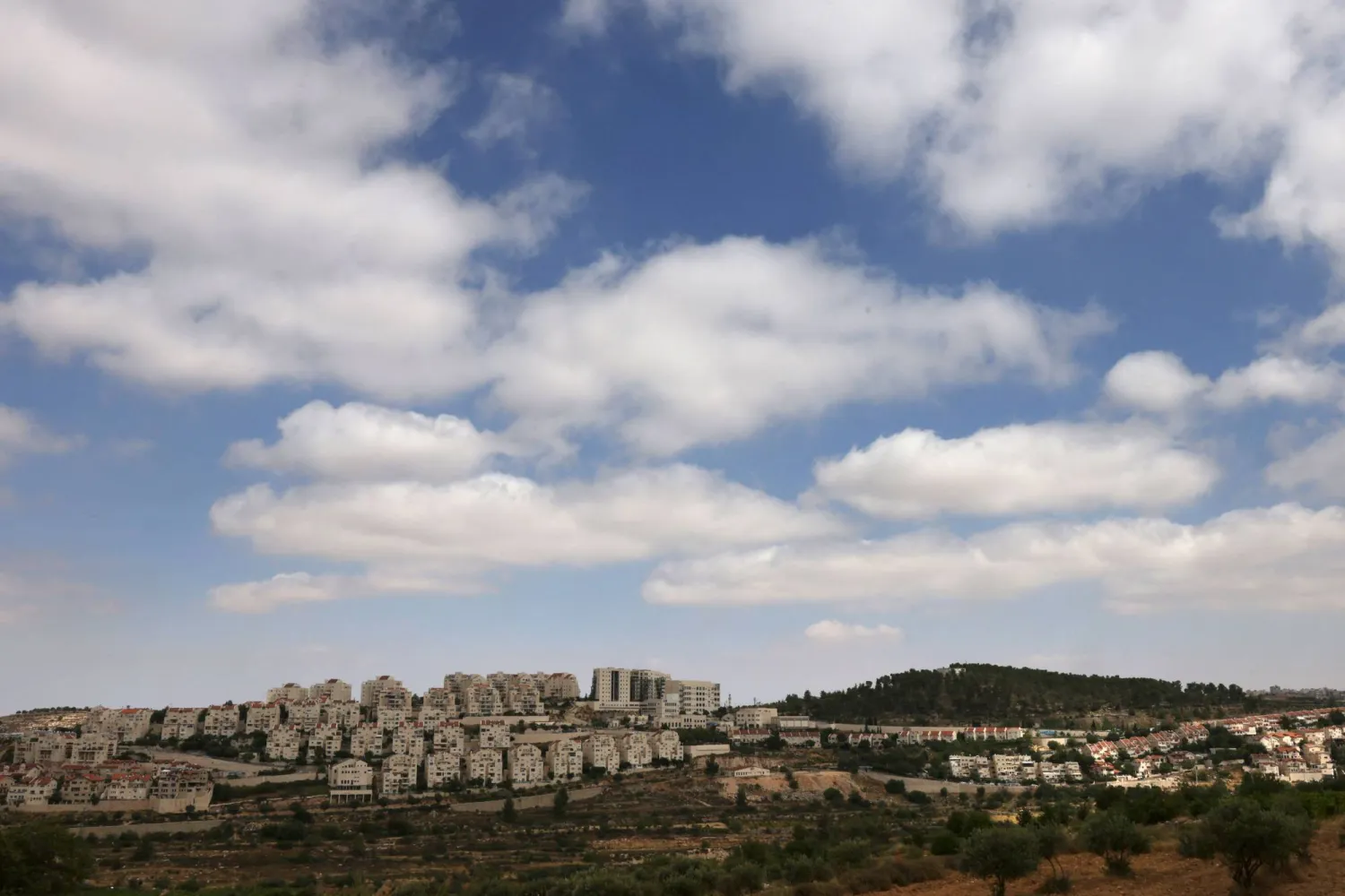 مستوطنة أفرات الإسرائيلية قرب مدينة بيت لحم بالضفة الغربية (أ.ف.ب)