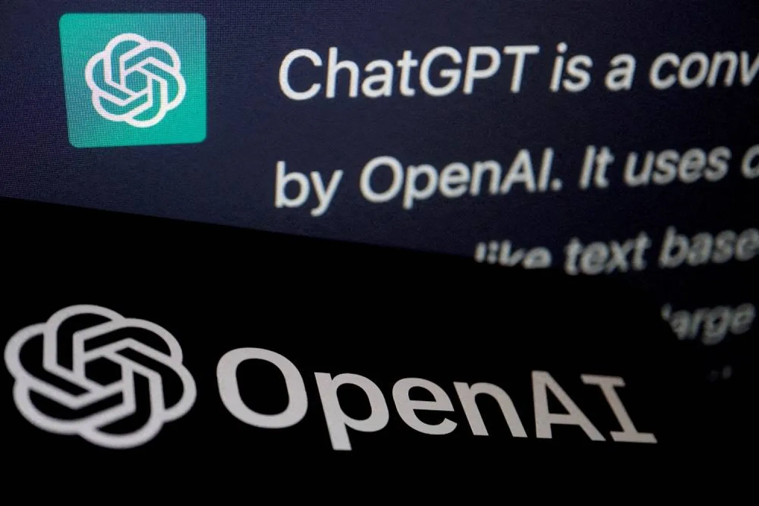 The logo of OpenAI is displayed near a response by its AI chatbot ChatGPT on its website, in this illustration picture taken February 9, 2023. (Reuters)
