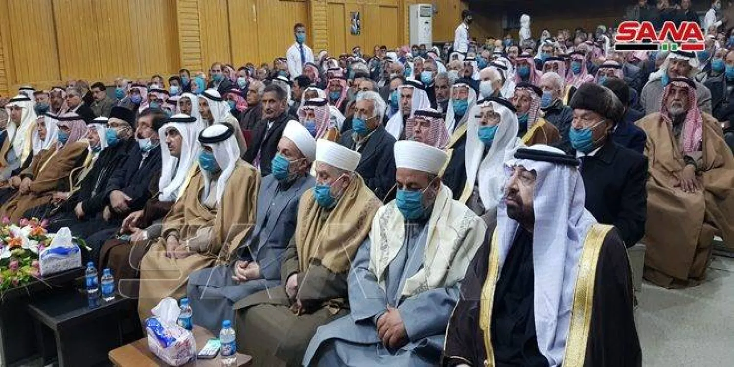 من اجتماع سابق لشيوخ ووجهاء العشائر في الحسكة (سانا)