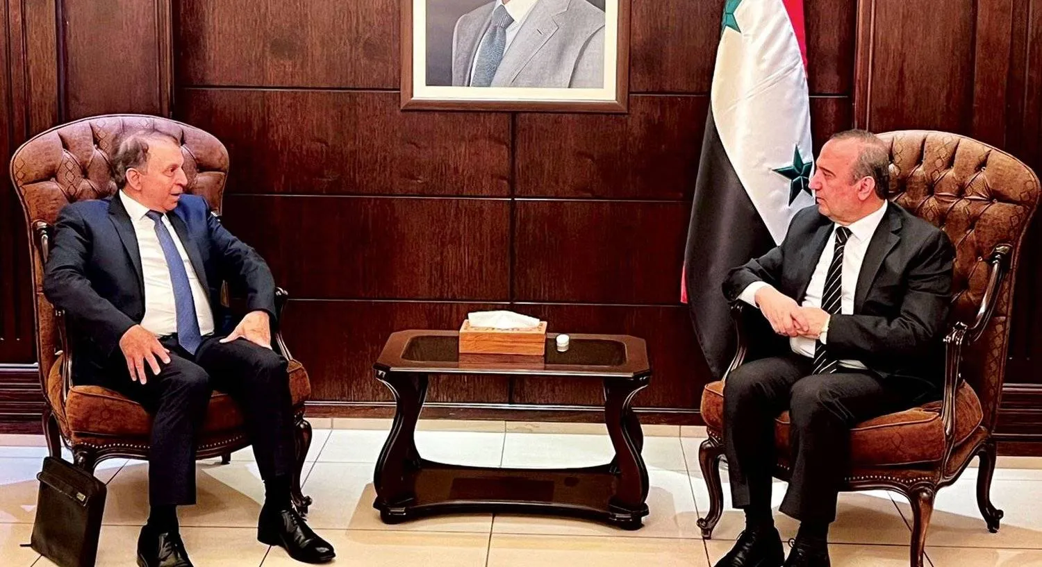 Lebanon’s Minister of the Displaced meets with Syrian Local Administration and Environment Minister Hussein Makhlouf. Asharq Al-Awsat  