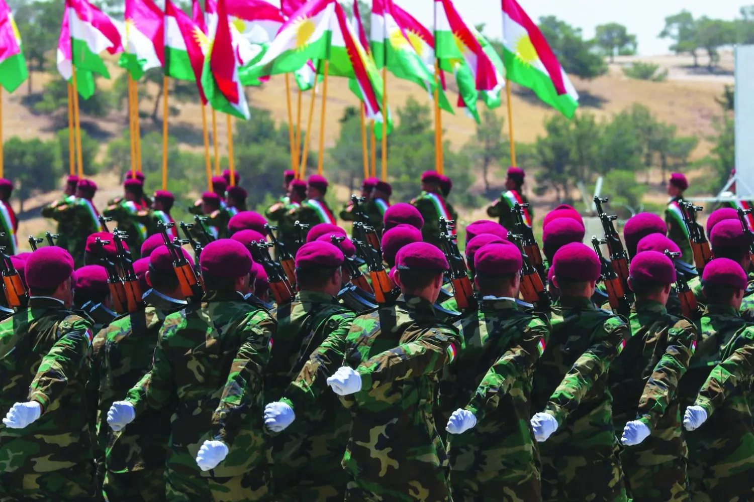 احتفال بتخريج دفعة من البيشمركة في أربيل مؤخراً (أ.ف.ب)