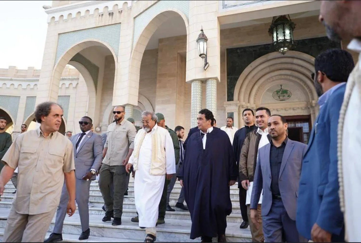 المنفي بعد أداء صلاة العيد بطرابلس (المجلس الرئاسي)