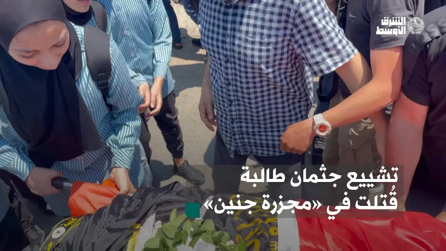  Funeral of a student who was killed in the Jenin massacre.