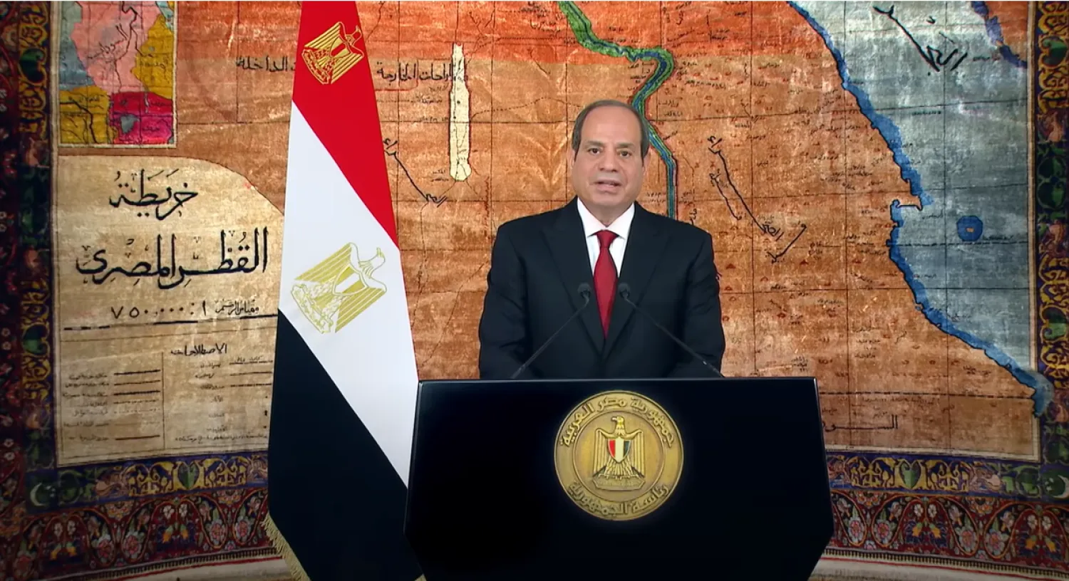 السيسي خلال كلمته (الجمعة) في ذكرى «ثورة 30 يونيو» (الرئاسة المصرية)