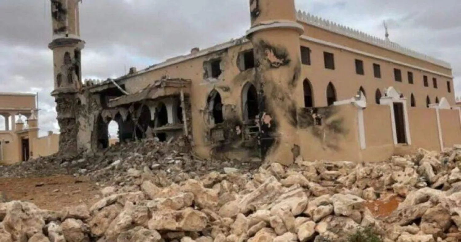 صورة بثتها وكالة الأنباء الصومالية للمسجد الذي دمرته «حركة الشباب»