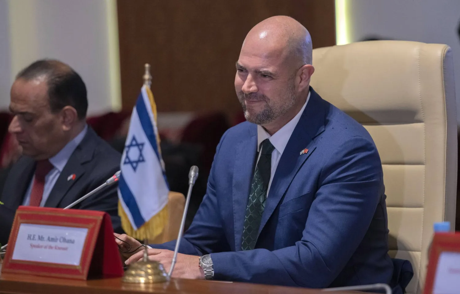 رئيس البرلمان الإسرائيلي أمير أوحانا في الرباط في يونيو الماضي (إ.ب.أ)