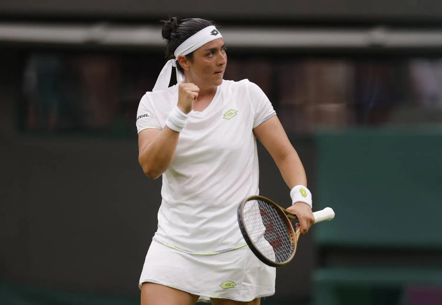 جابر نحتفل بانتصارها الاول (رويترز)