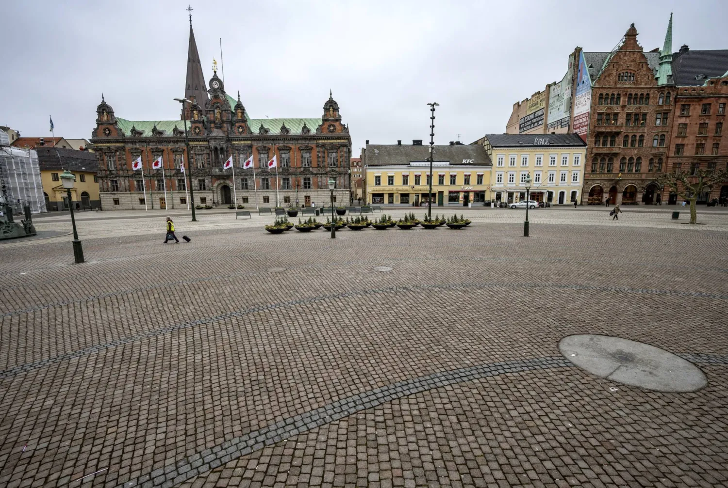 ساحة ستورتورغيت في 18 مارس 2020 في مدينة مالمو السويدية التي ستستضيف مسابقة يوروفيجن لعام 2024 (أ.ب)